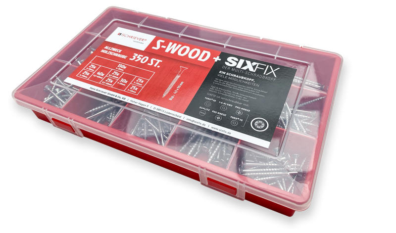 S-WOOD Sortimentskoffer mit 350 Schrauben